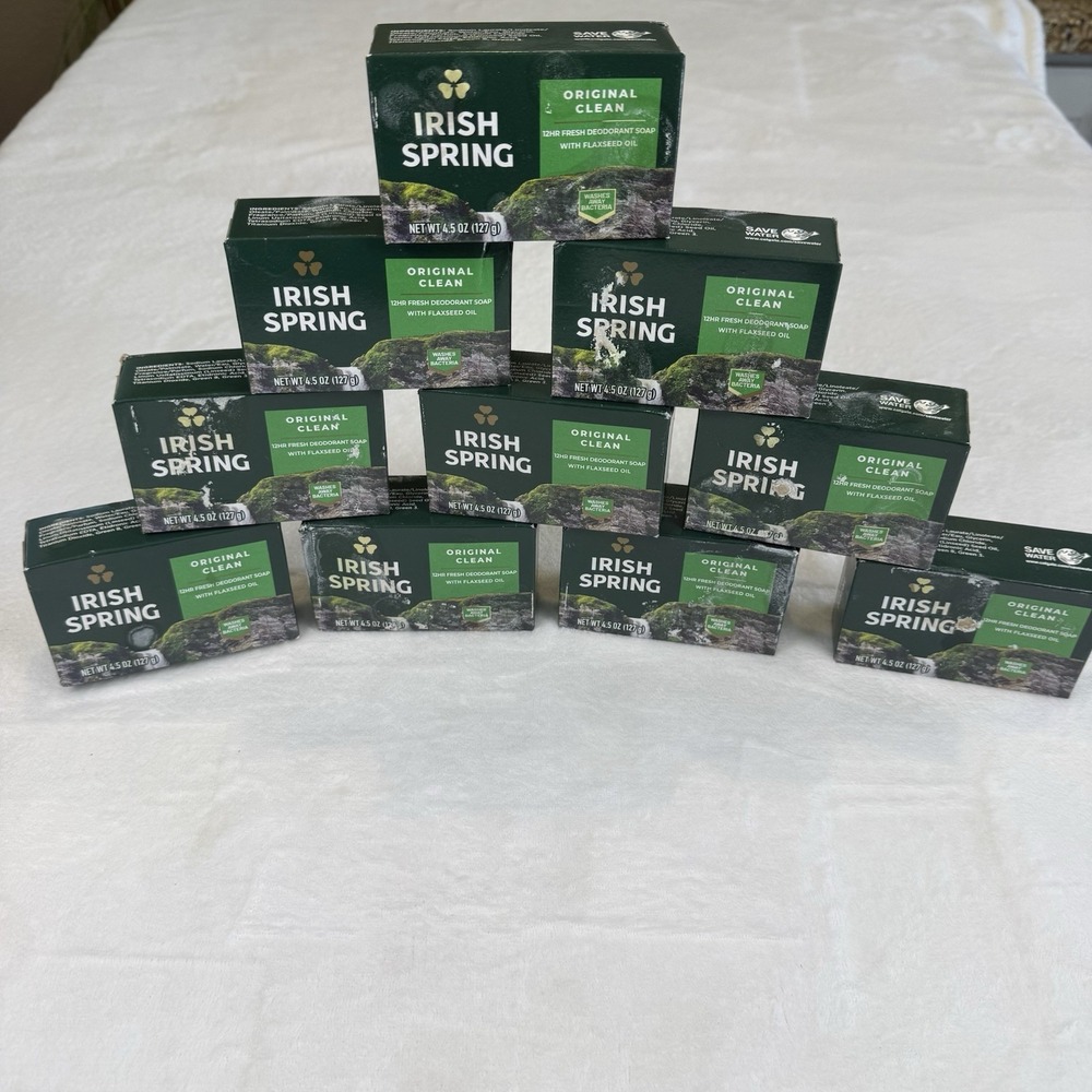 Irish Spring Original Clean 4.5 oz Deodorant Bar Soap Lot of 10 New Sealed